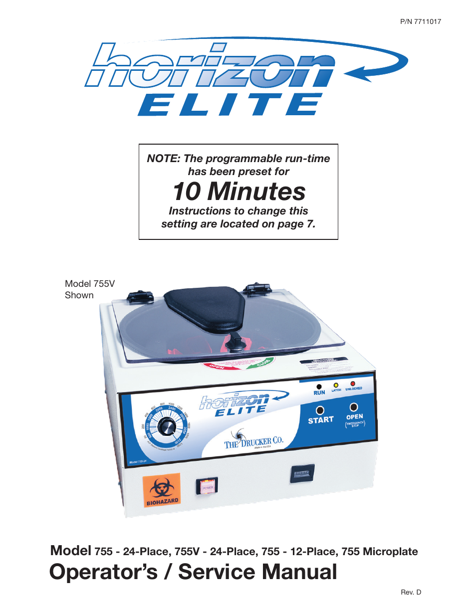Drucker Diagnostics Model 755 Centrifuge User Manual | 24 pages