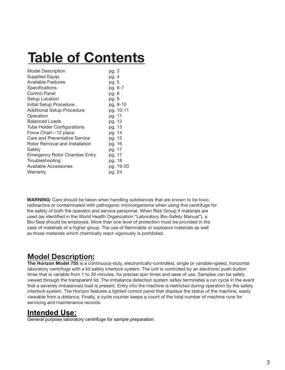 Drucker Diagnostics Model 755 Centrifuge User Manual | Page 3 / 24