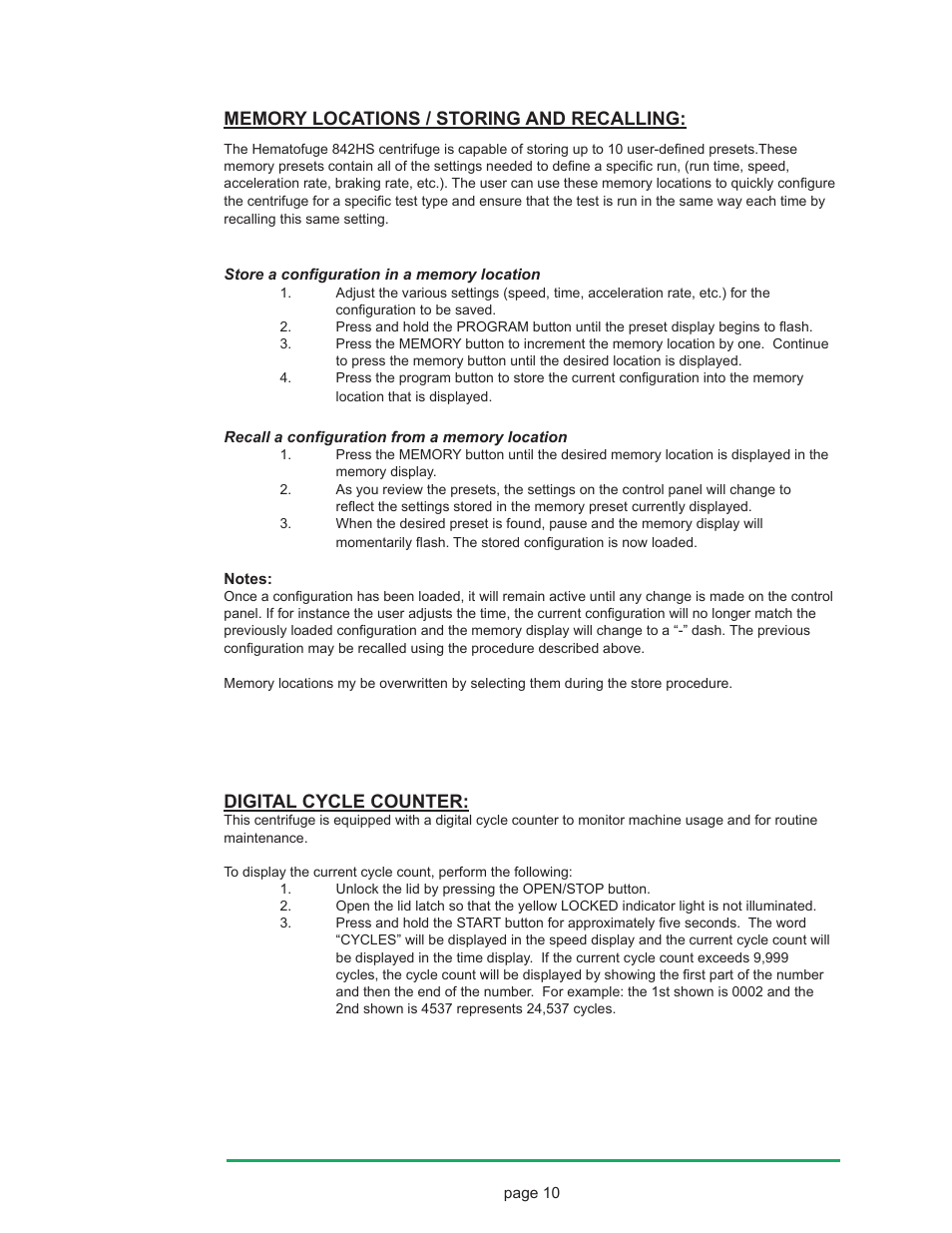 Digital cycle counter | Drucker Diagnostics Model 842HS Centrifuge User Manual | Page 10 / 14