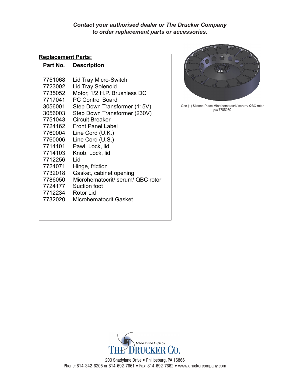 Drucker Diagnostics Model 842HS Centrifuge User Manual | Page 14 / 14