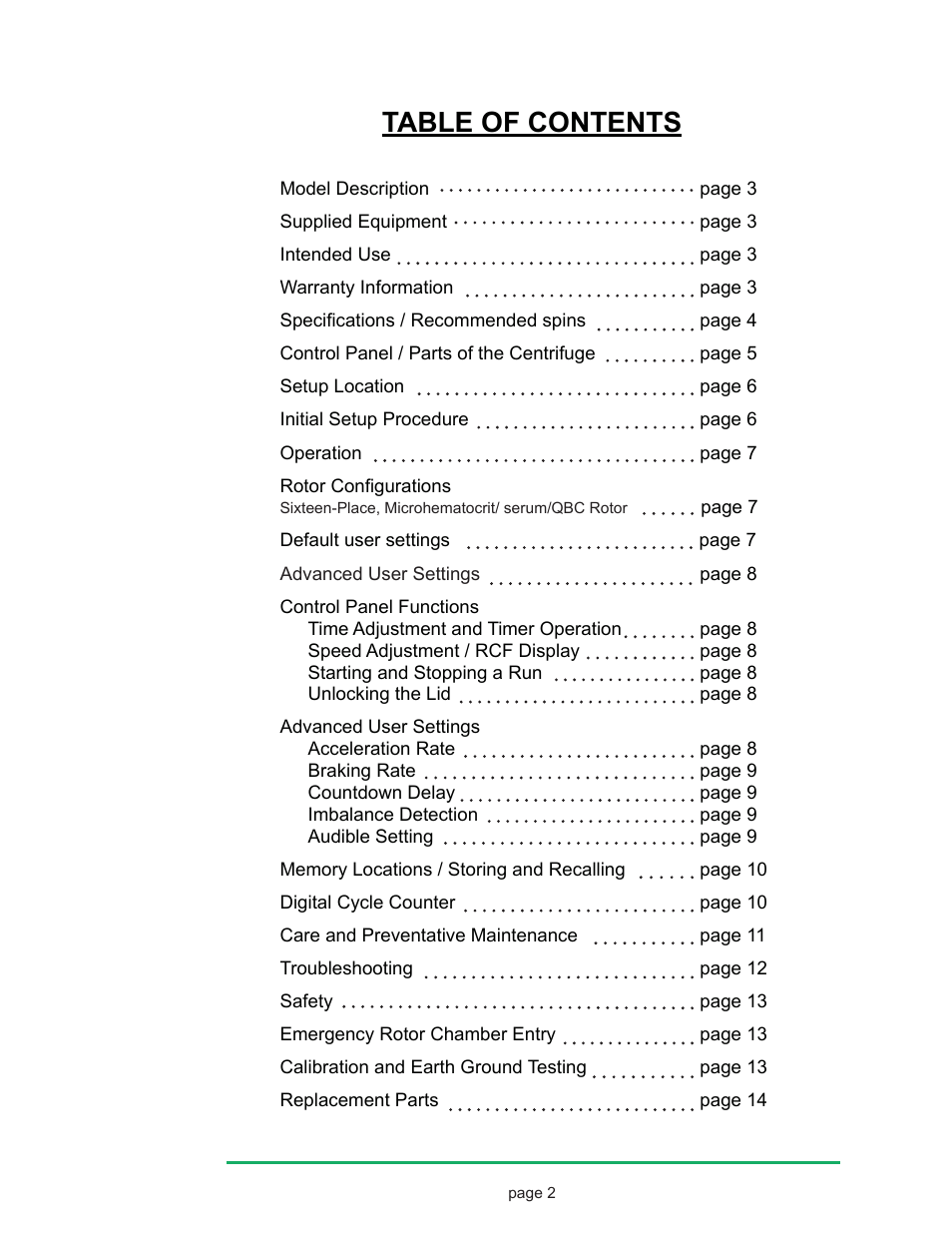 Drucker Diagnostics Model 842HS Centrifuge User Manual | Page 2 / 14