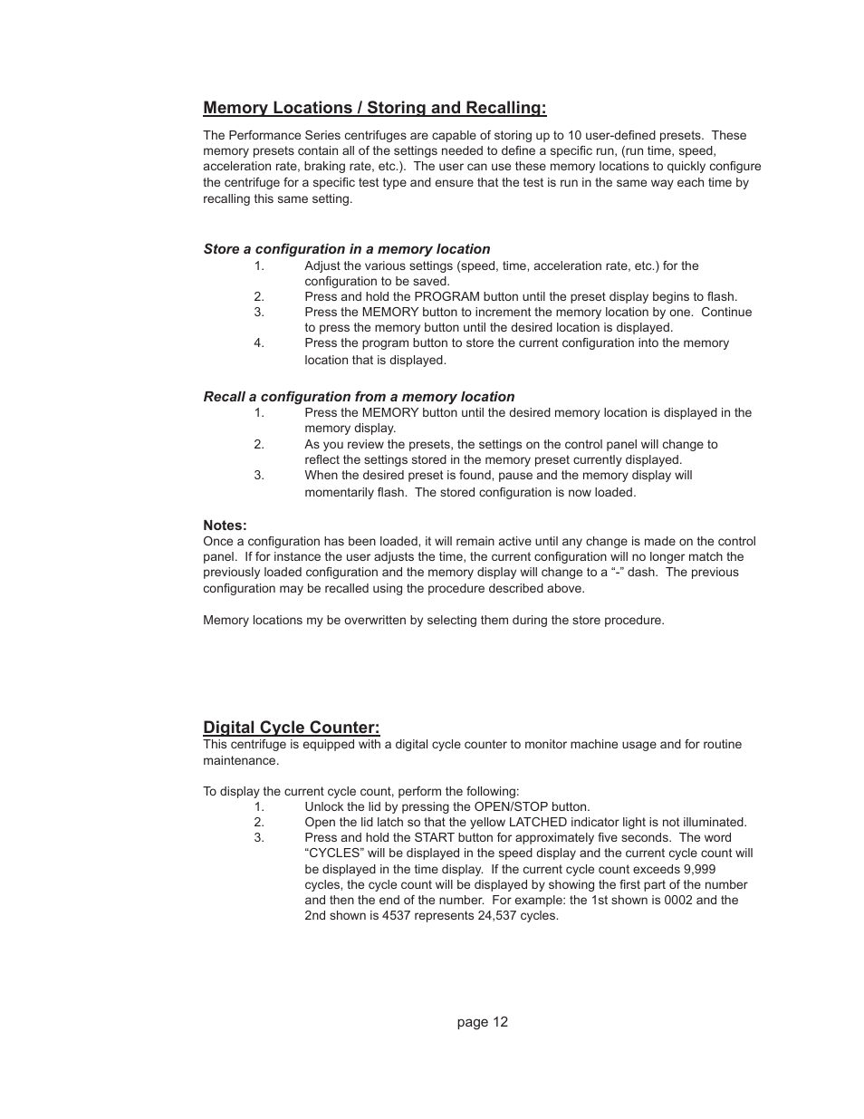 Digital cycle counter | Drucker Diagnostics Model 842VES Centrifuge User Manual | Page 12 / 17