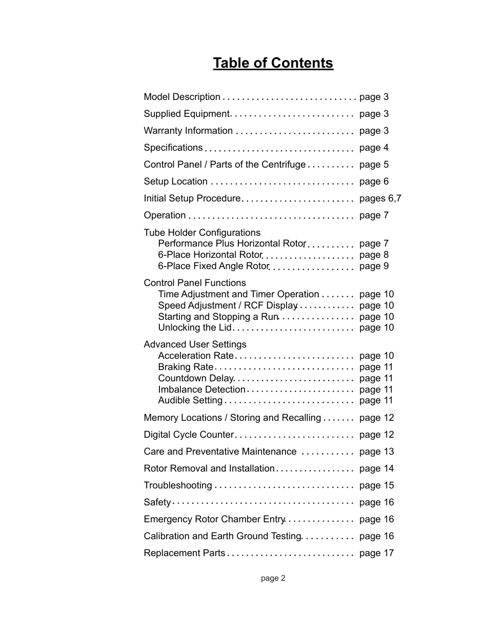 Drucker Diagnostics Model 842VES Centrifuge User Manual | Page 2 / 17