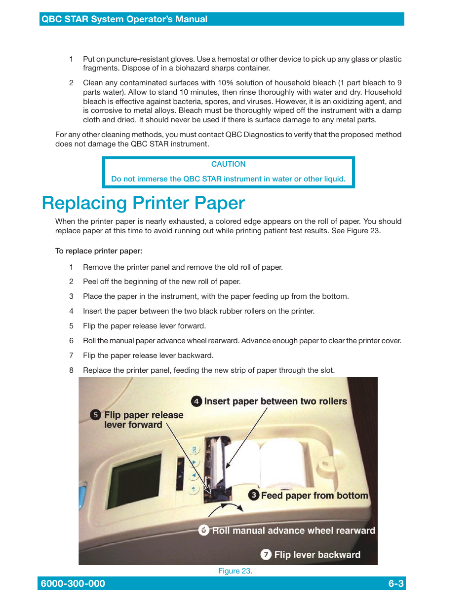 Replacing printer paper | Drucker Diagnostics QBC STAR Dry Hematology Analyzer User Manual | Page 49 / 89