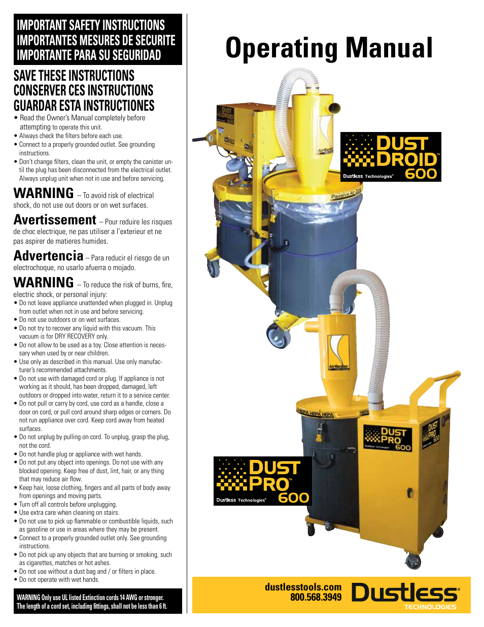 Dustless DustDroid 600 User Manual | 12 pages