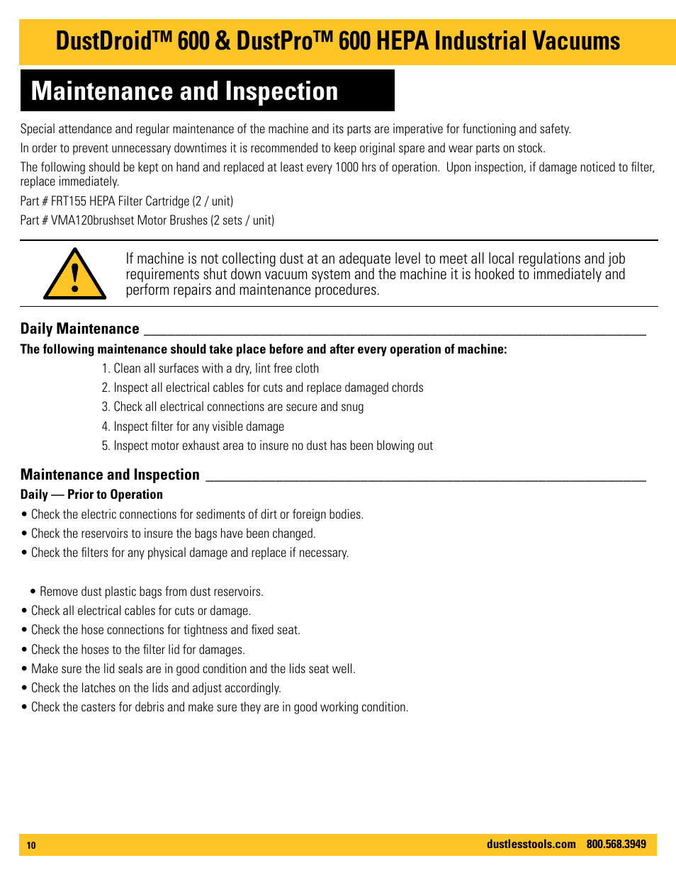 Dustless DustDroid 600 User Manual | Page 10 / 12