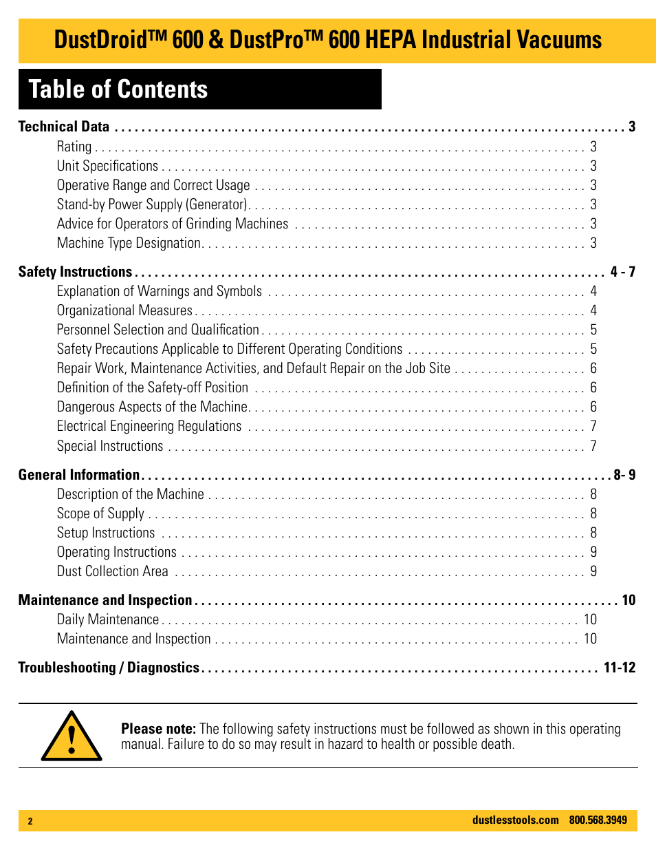 Dustless DustDroid 600 User Manual | Page 2 / 12