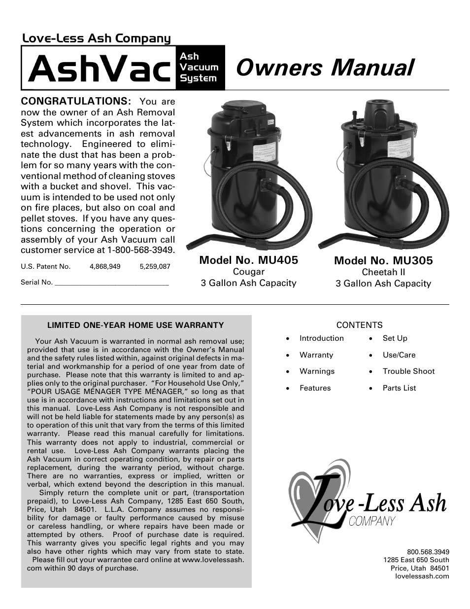 Dustless Cheetah II/Cougar Ashvac User Manual | 4 pages