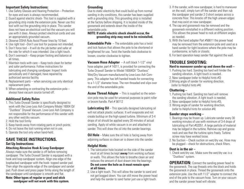 Dustless Turbo Drywall Sander User Manual | Page 2 / 2