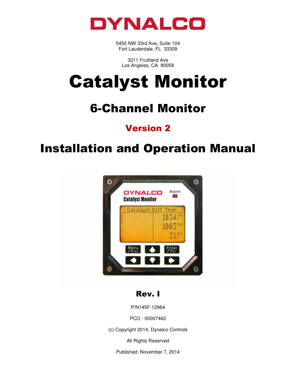 Dynalco Catalyst Monitor User Manual | 26 pages