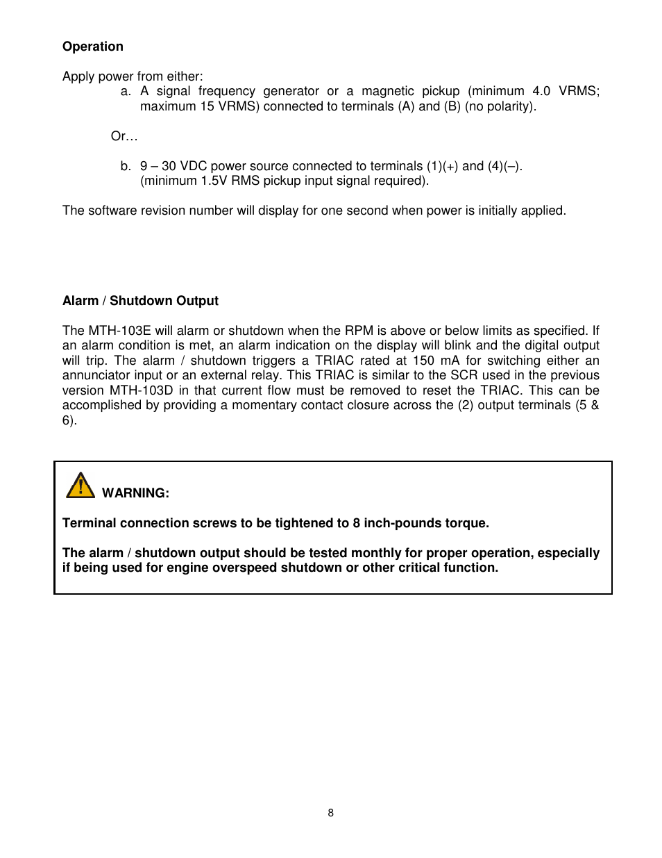 Dynalco MTH-103E Tachometer / Hourmeter / Overspeed Trip User Manual | Page 9 / 11