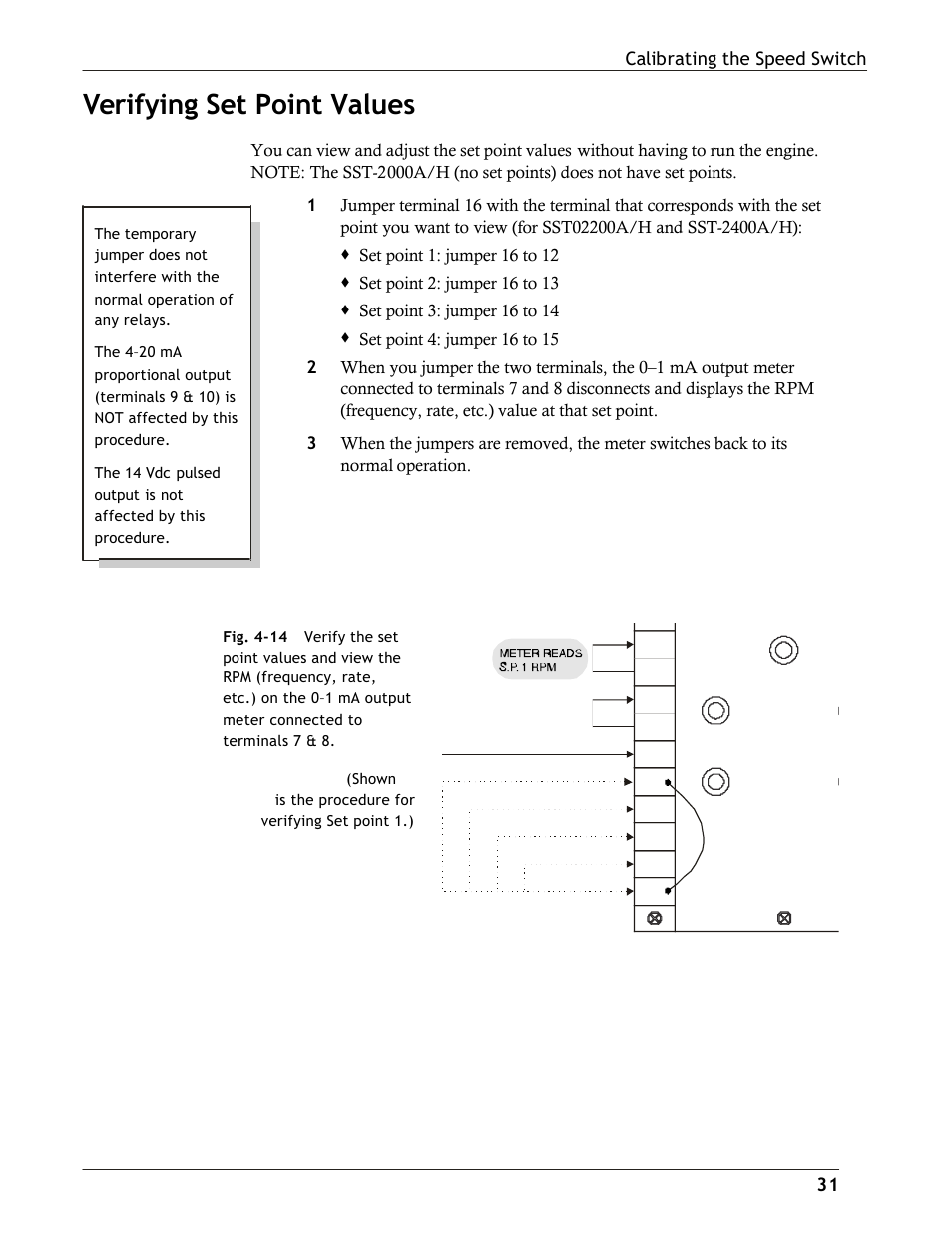 Verifying set point values | Dynalco SST-2400H Speed Switch/Transmitter User Manual | Page 31 / 33