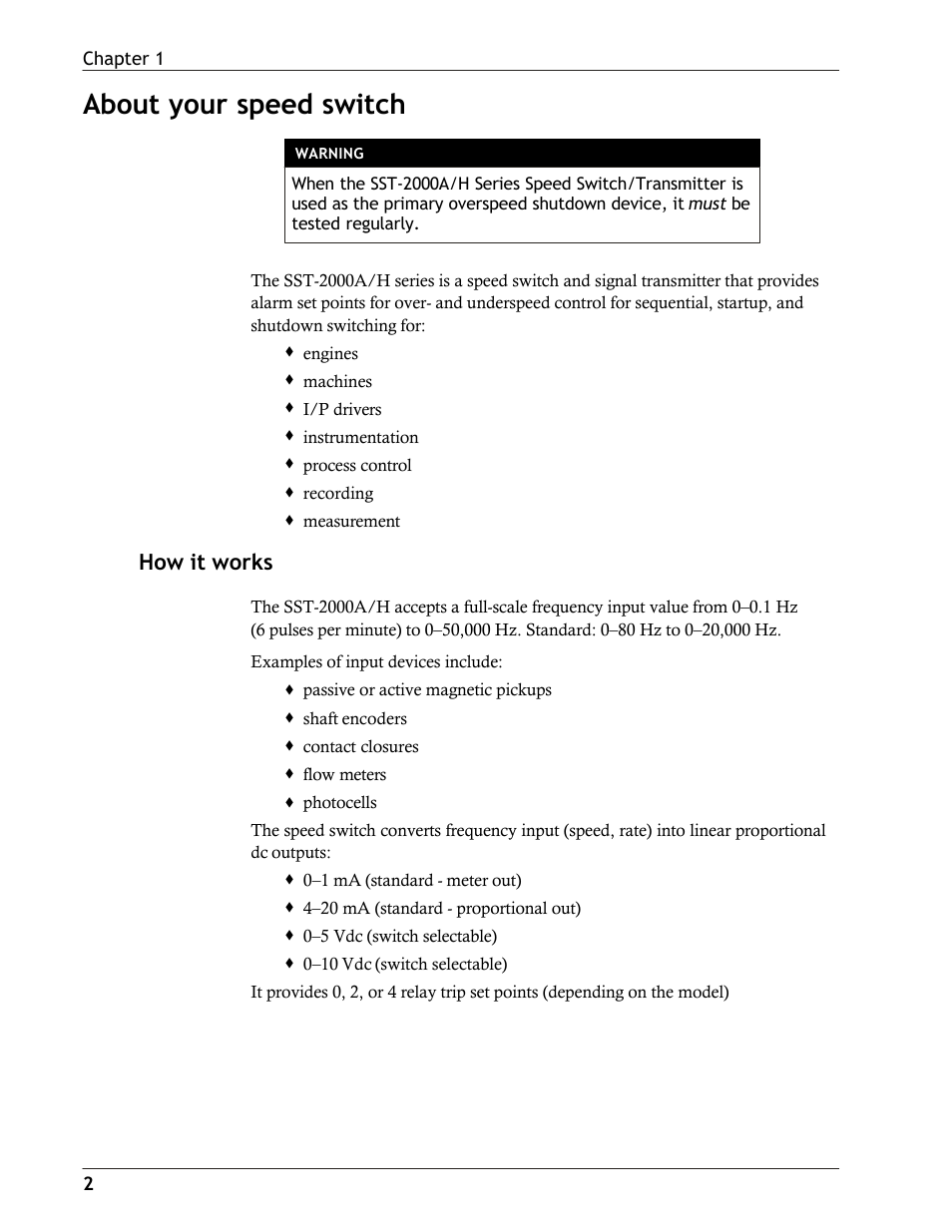 About your speed switch, How it works | Dynalco SST-2400H Speed Switch/Transmitter User Manual | Page 5 / 33