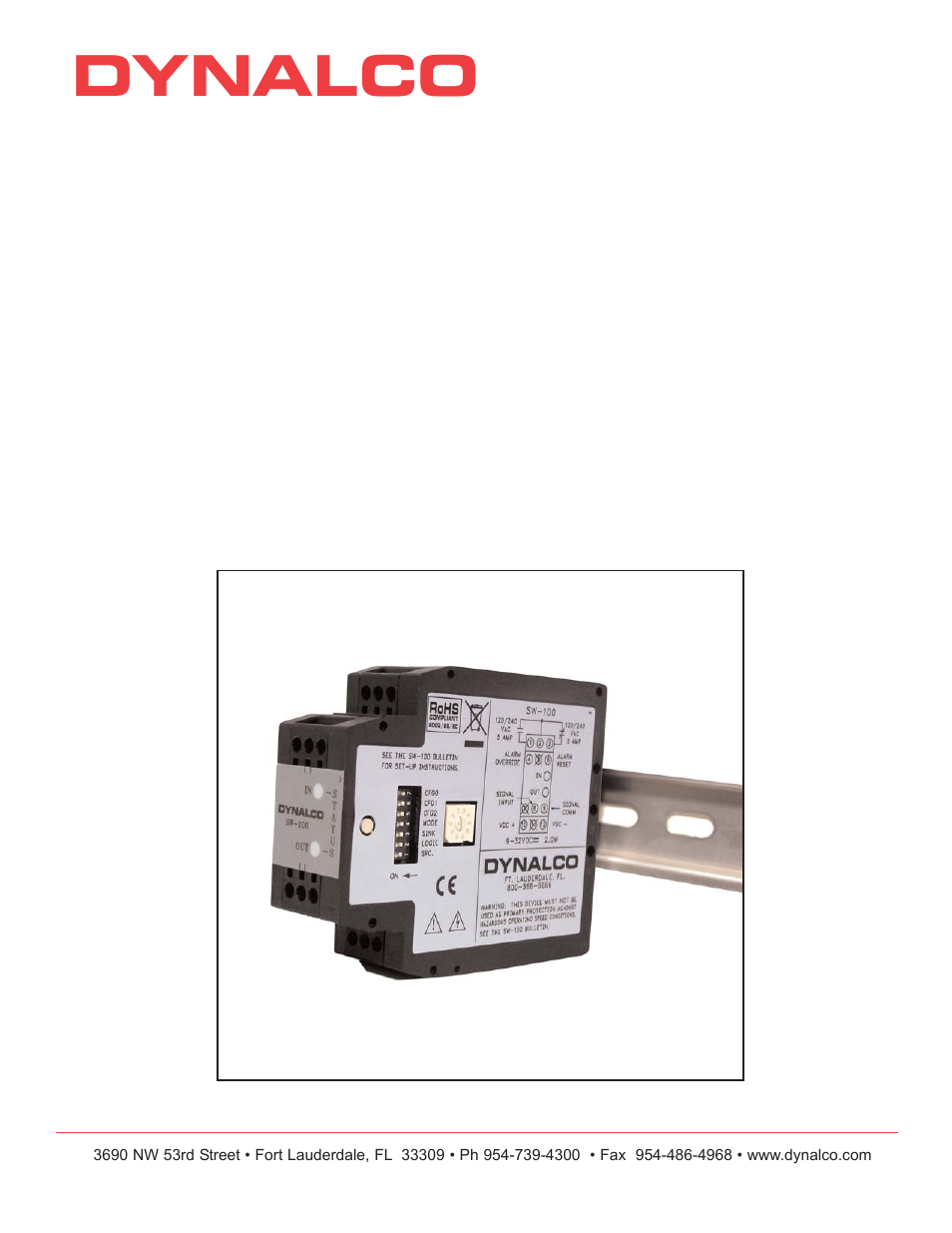 Dynalco SW-100 Speed Switch User Manual | 9 pages