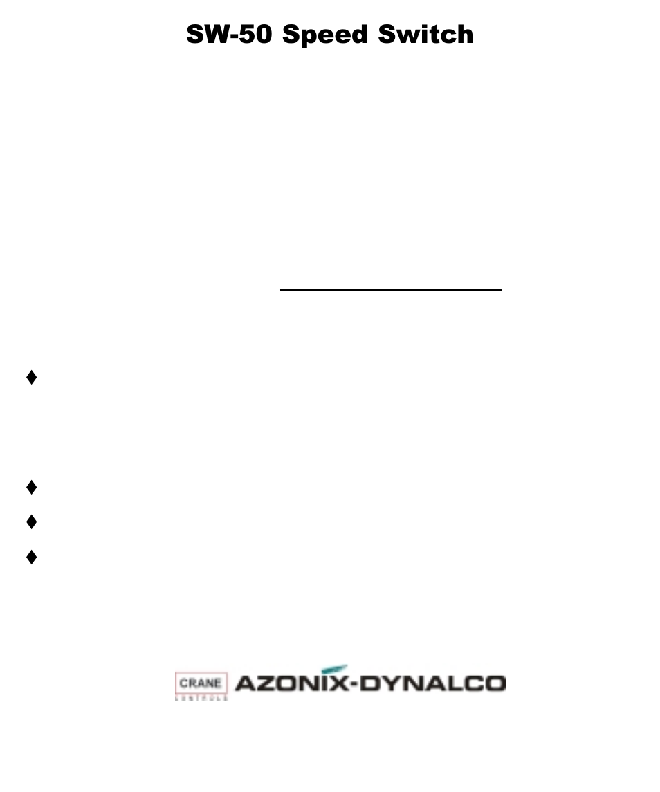 Dynalco SW-50 Speed Switch User Manual | 2 pages