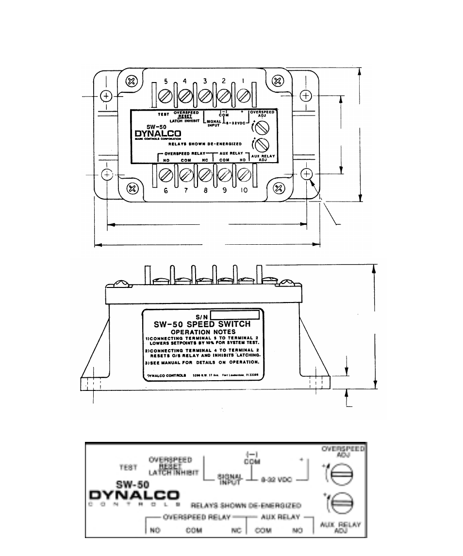 Sw-50 connection drawing | Dynalco SW-50 Speed Switch User Manual | Page 2 / 2