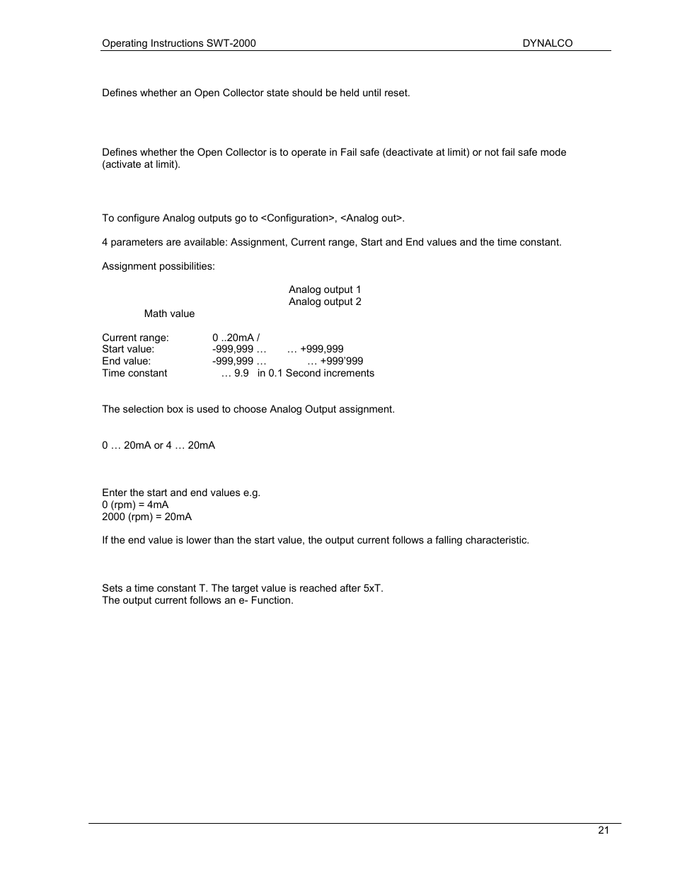 Dynalco SWT-2000 Speed Switch/Speed Transmitter User Manual | Page 25 / 35