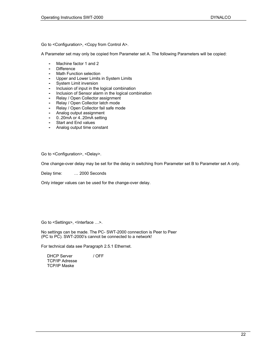 8 settings | Dynalco SWT-2000 Speed Switch/Speed Transmitter User Manual | Page 26 / 35