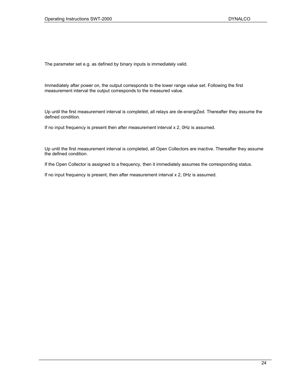 Operating behavior, 1 power on | Dynalco SWT-2000 Speed Switch/Speed Transmitter User Manual | Page 28 / 35