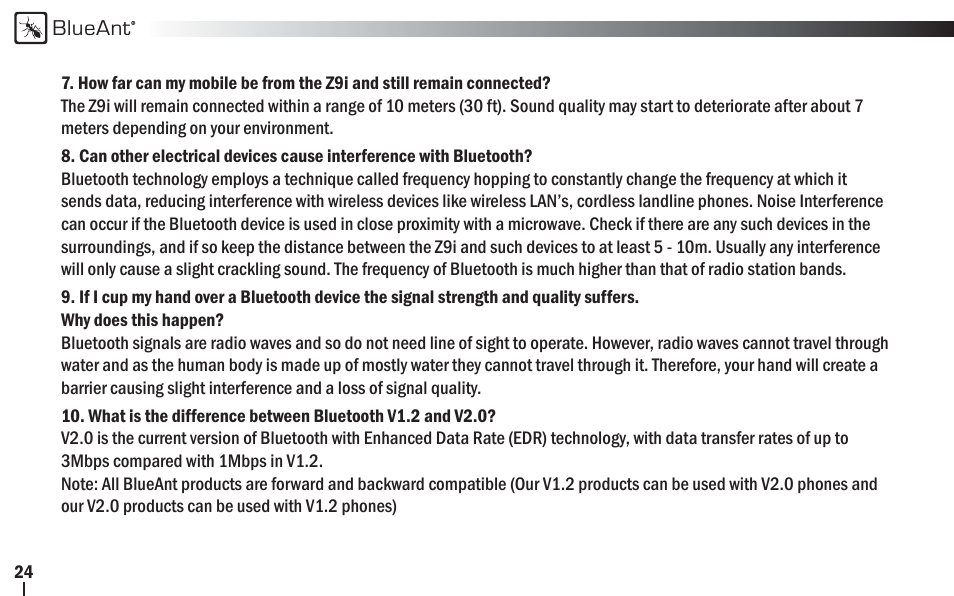 BlueAnt Z9i Bluetooth Headset User Manual | Page 24 / 68