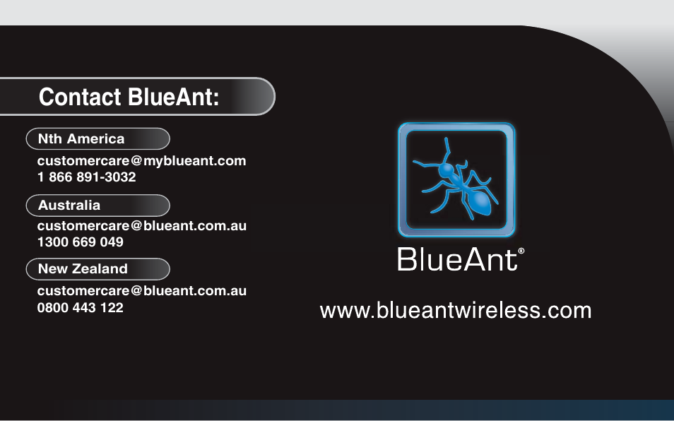 Contact blueant | BlueAnt Z9i Bluetooth Headset User Manual | Page 68 / 68