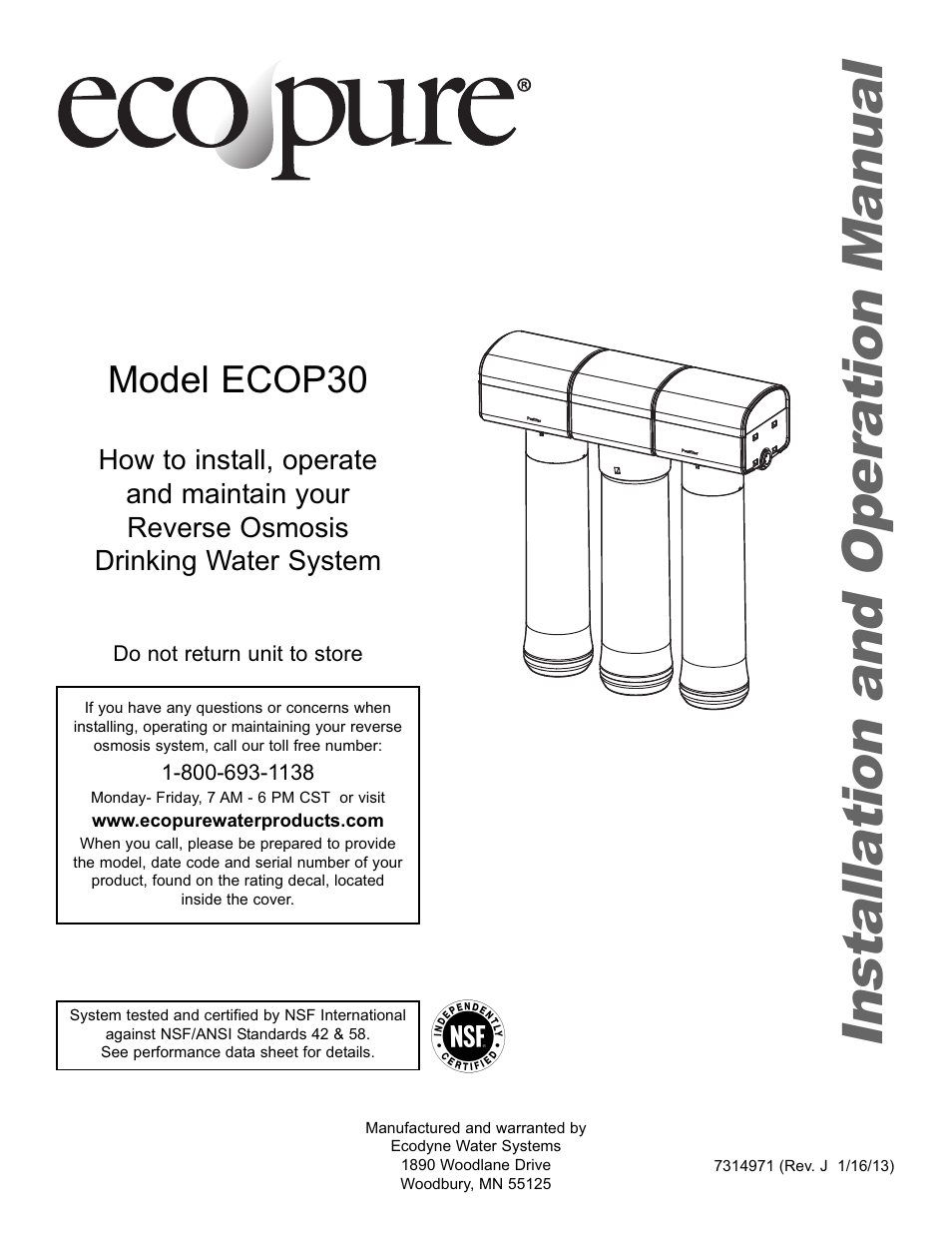 EcoPure ECOP30 User Manual | 27 pages