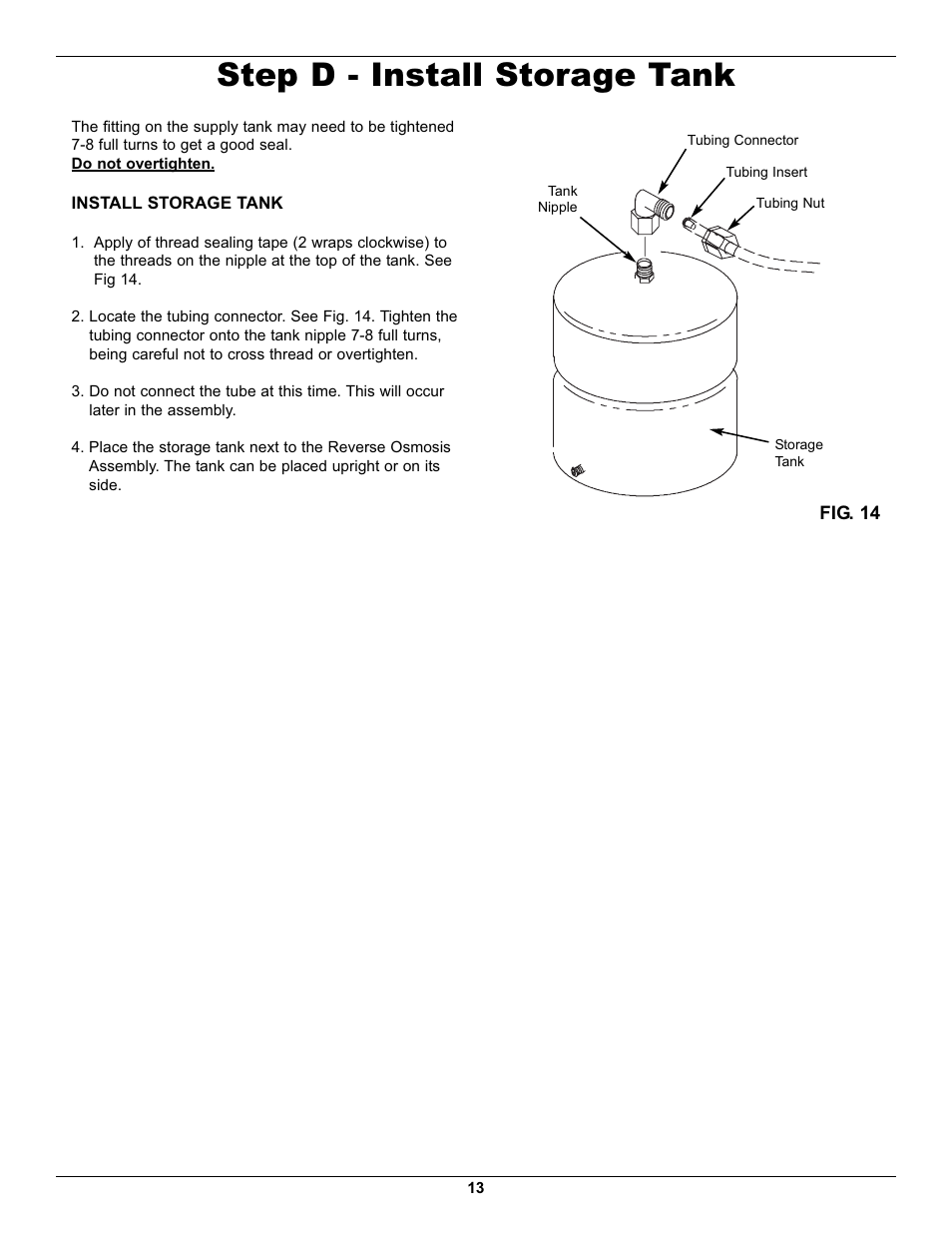 Step d - install storage tank | EcoPure ECOP30 User Manual | Page 13 / 27