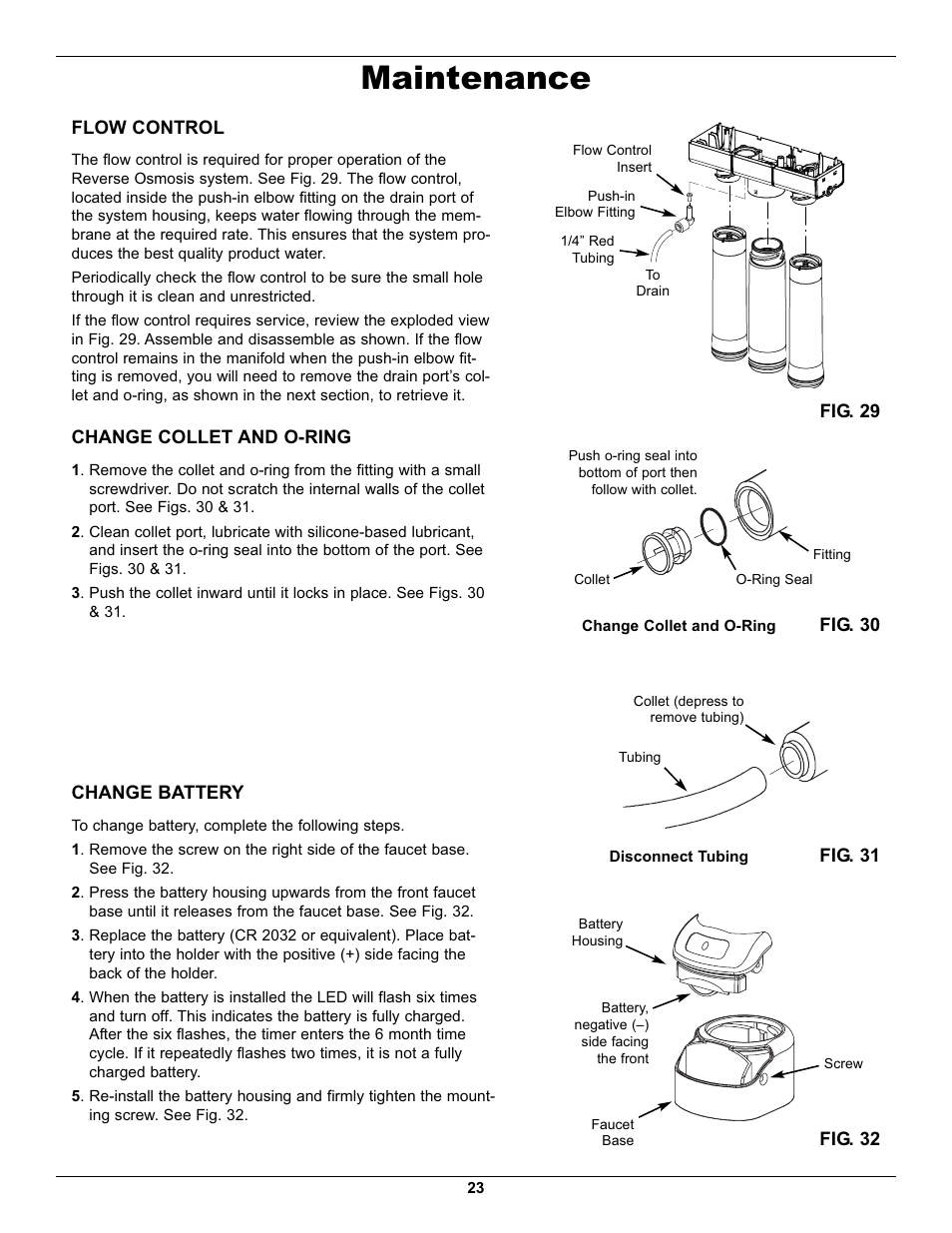 Maintenance | EcoPure ECOP30 User Manual | Page 23 / 27