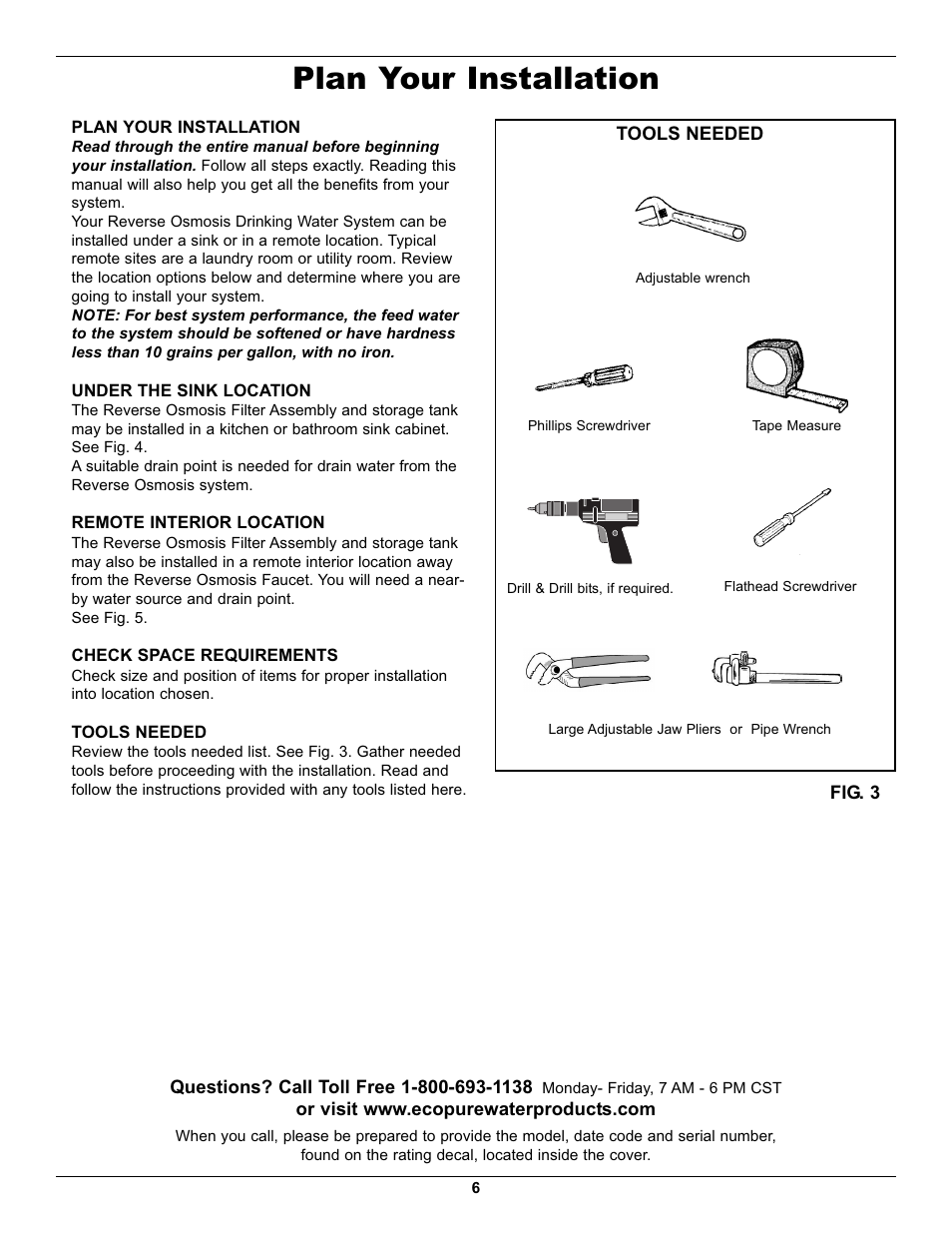 Plan your installation | EcoPure ECOP30 User Manual | Page 6 / 27