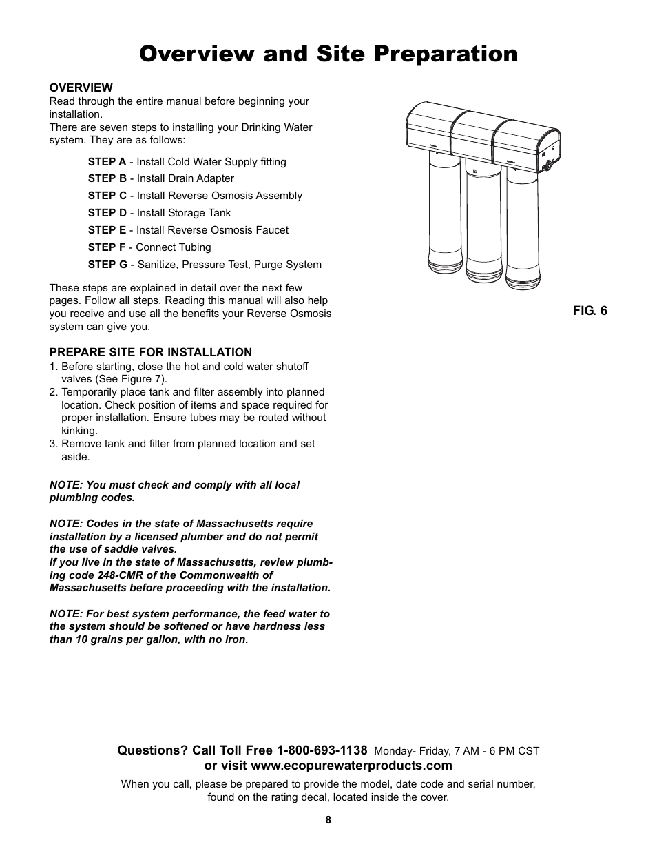 Overview and site preparation | EcoPure ECOP30 User Manual | Page 8 / 27