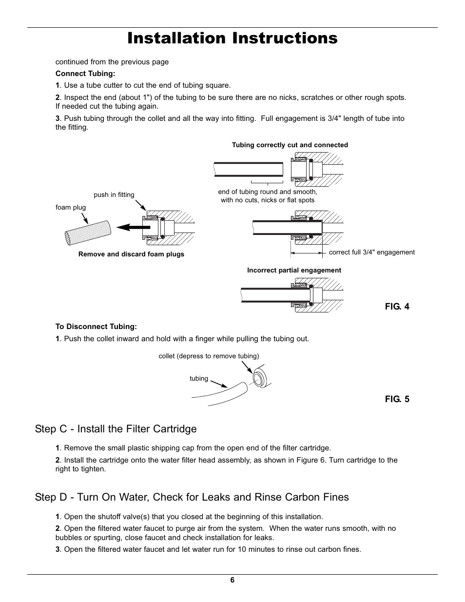 Installation instructions, Step c - install the filter cartridge | EcoPure EPWUFF User Manual | Page 6 / 8