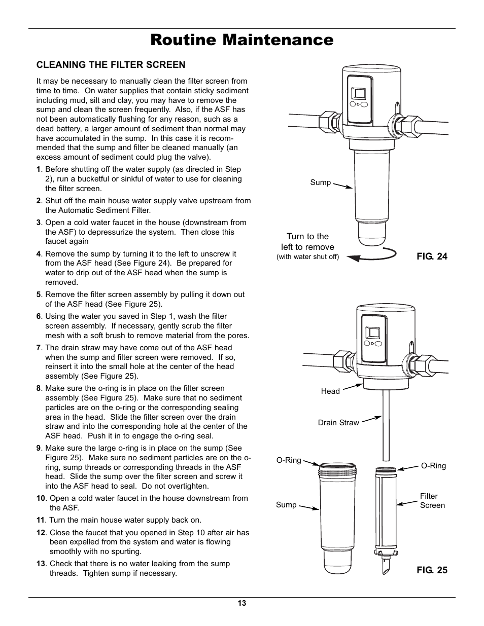 Routine maintenance | EcoPure EPASF1 User Manual | Page 13 / 16