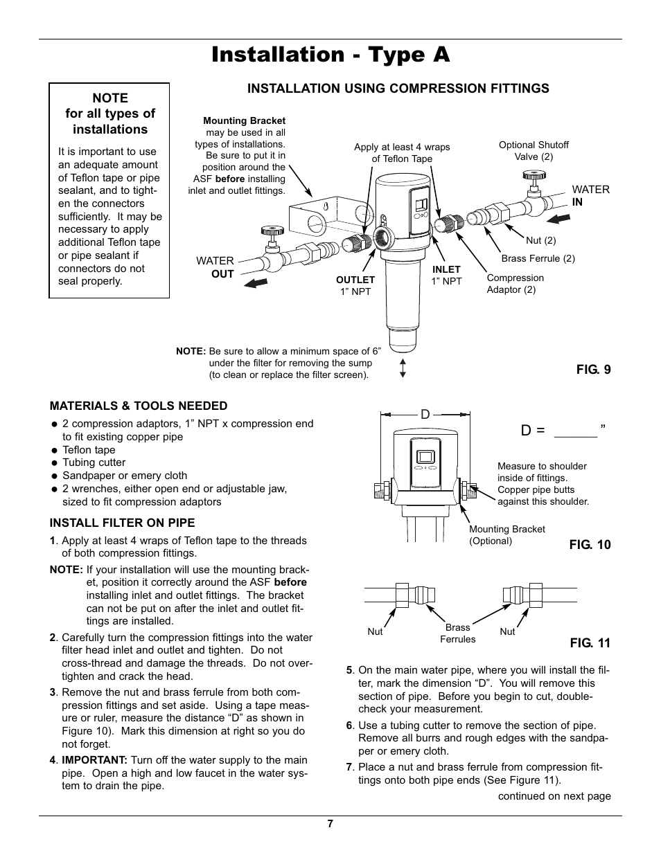 Installation - type a | EcoPure EPASF1 User Manual | Page 7 / 16