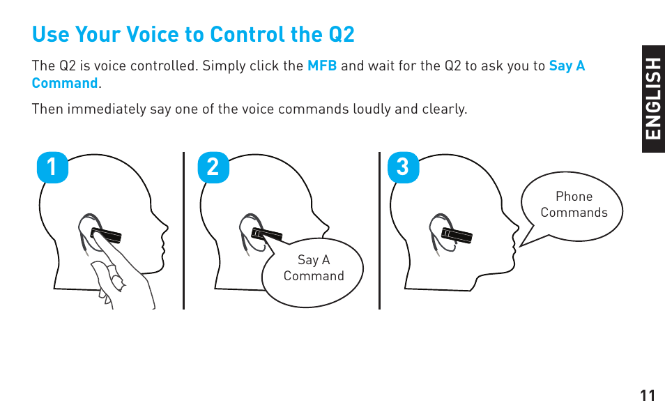 Use your voice to control the q2 | BlueAnt Q2 User Manual | Page 11 / 36