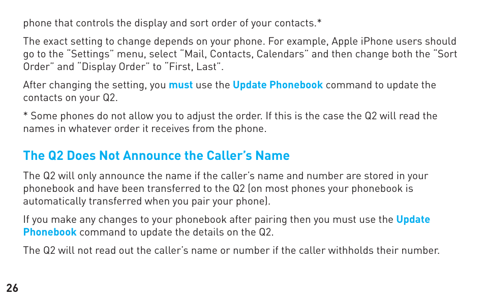 BlueAnt Q2 User Manual | Page 26 / 36