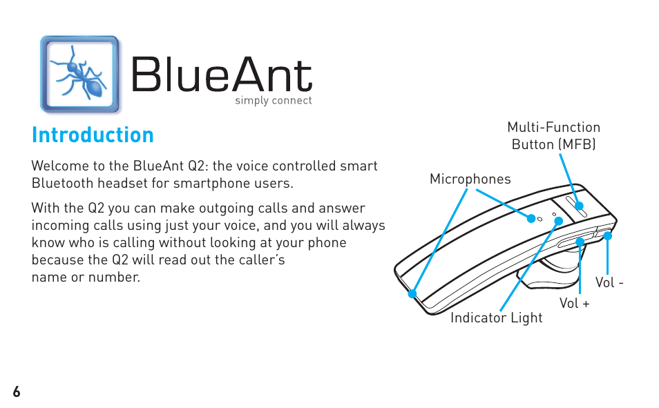 Introduction | BlueAnt Q2 User Manual | Page 6 / 36