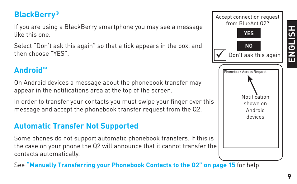 En g li sh | BlueAnt Q2 User Manual | Page 9 / 36