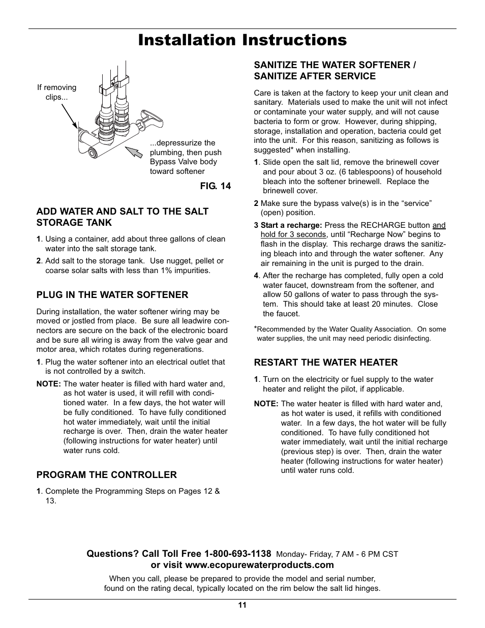 Installation instructions | EcoPure EP7140 User Manual | Page 11 / 27