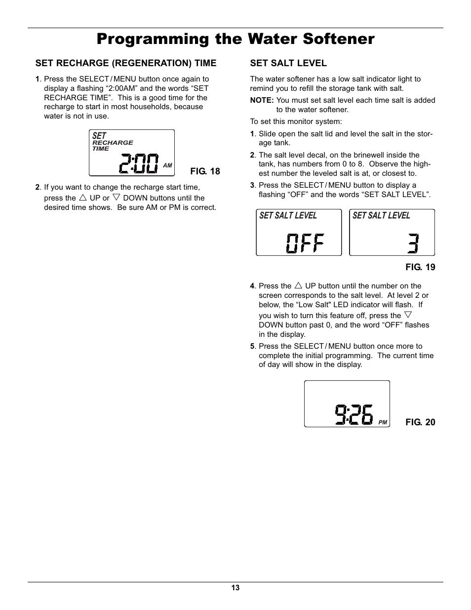 Programming the water softener | EcoPure EP7140 User Manual | Page 13 / 27