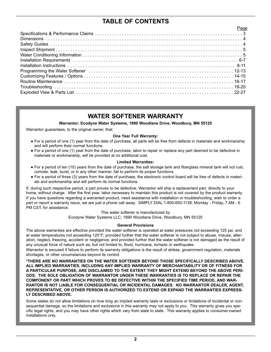 EcoPure EP7140 User Manual | Page 2 / 27