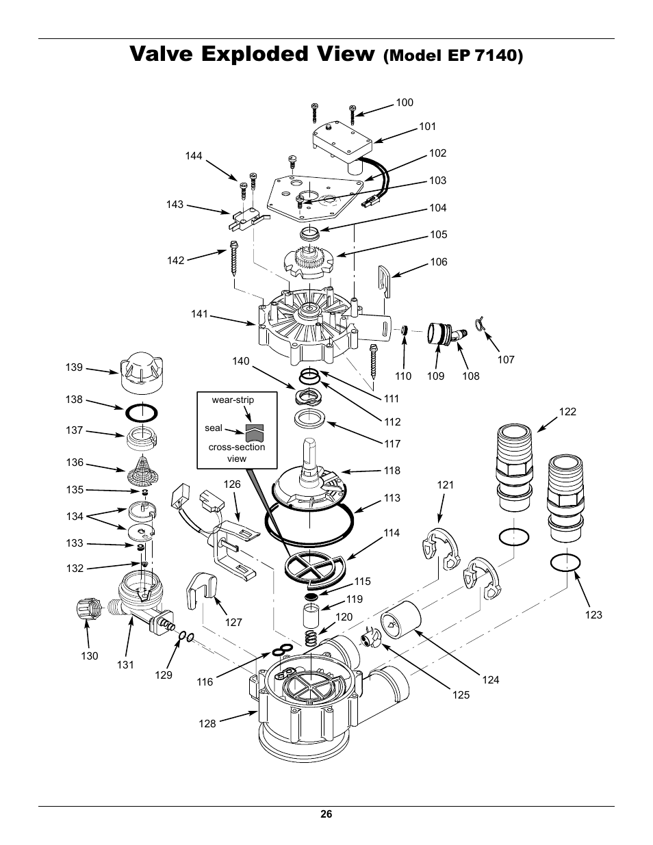 Valve exploded view, Model ep 7140) | EcoPure EP7140 User Manual | Page 26 / 27