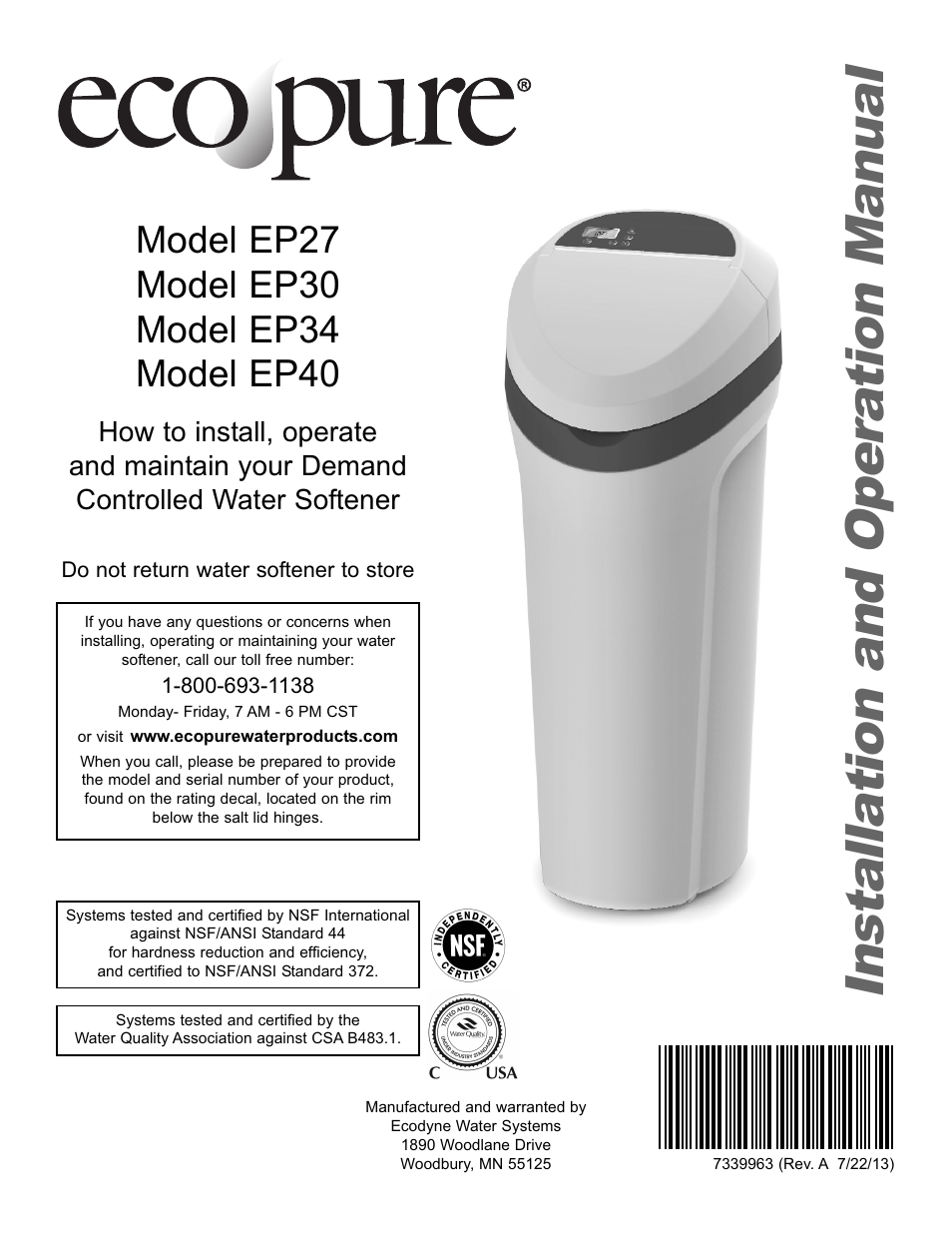 EcoPure EP40 User Manual | 27 pages