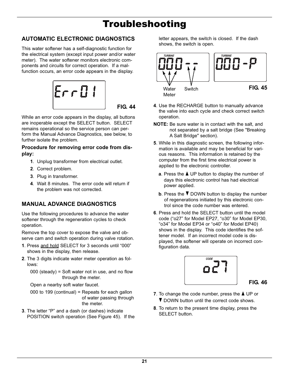 Troubleshooting | EcoPure EP40 User Manual | Page 21 / 27