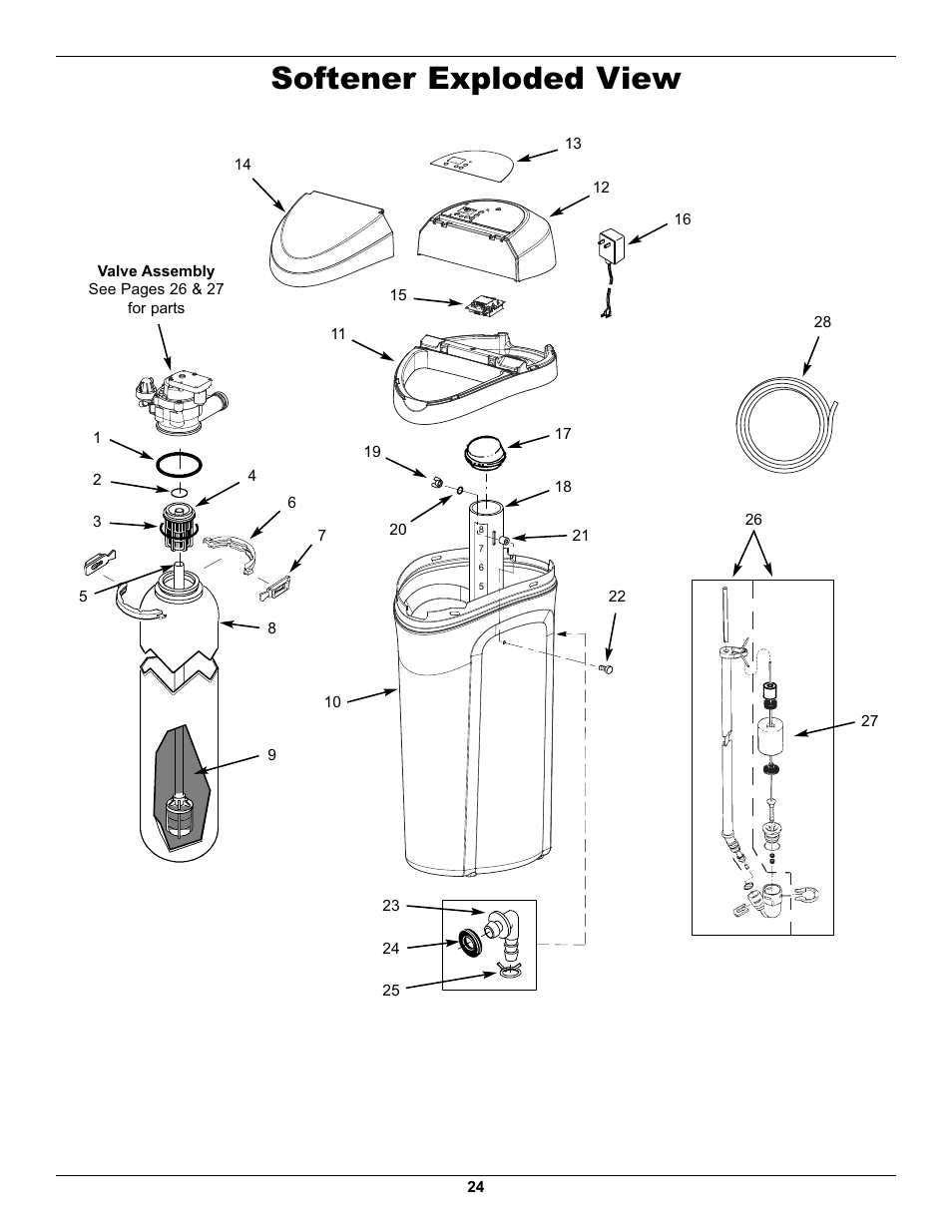 Softener exploded view | EcoPure EP40 User Manual | Page 24 / 27