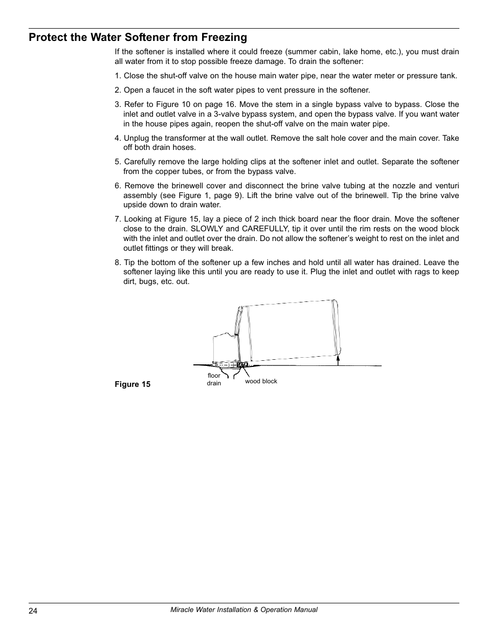 Protect the water softener from freezing | EcoPure MW_MW40_7316711D User Manual | Page 24 / 30