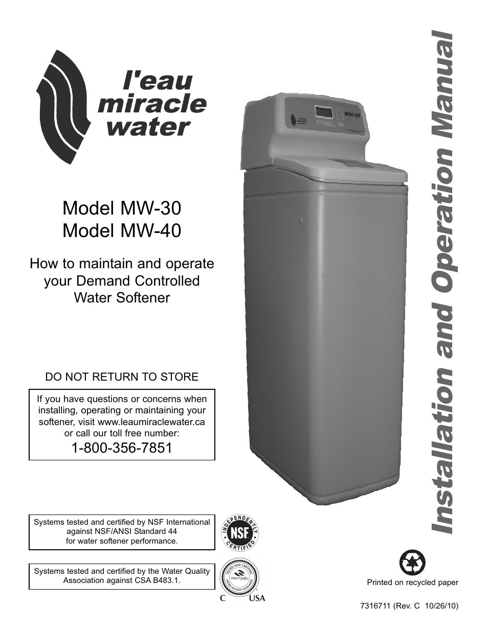 EcoPure MW_MW40_7316711C User Manual | 30 pages