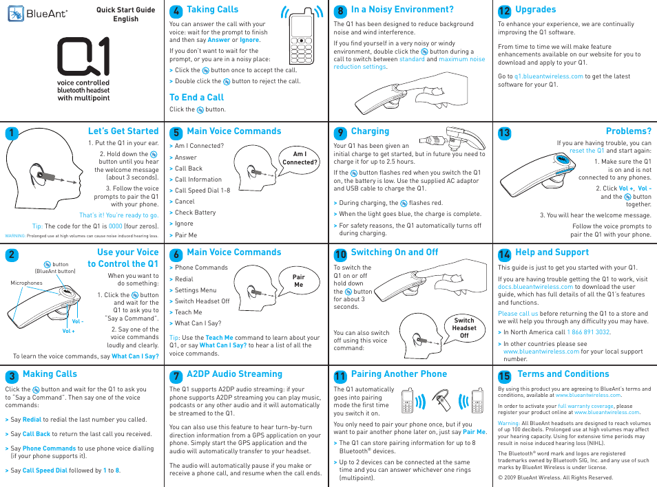 BlueAnt Voice Control Q1 User Manual | 1 page
