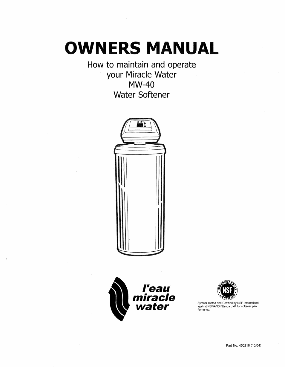 EcoPure MW_MW40_450216A User Manual | 31 pages