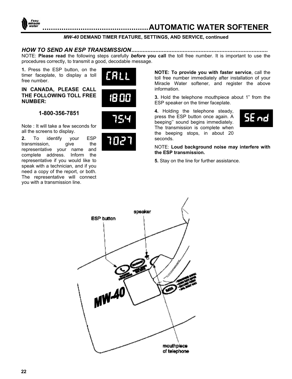 Automatic water softener | EcoPure MW_MW40_450216A User Manual | Page 22 / 31
