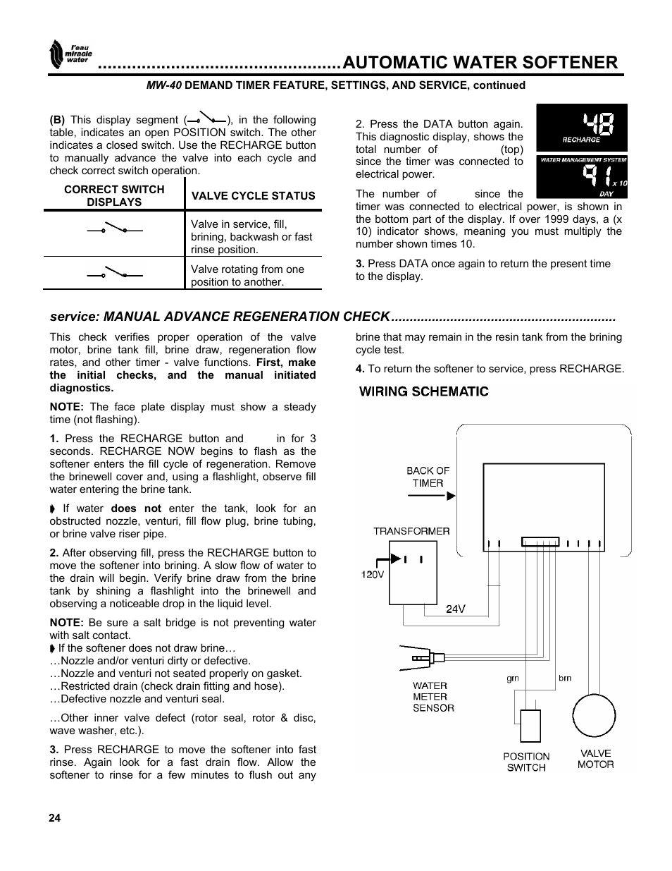 Automatic water softener | EcoPure MW_MW40_450216A User Manual | Page 24 / 31